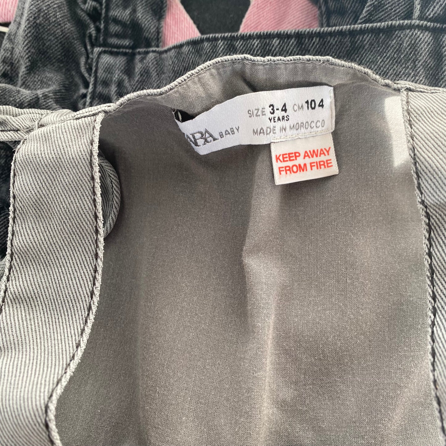 3-4Y Zara charcoal grey frill dungarees