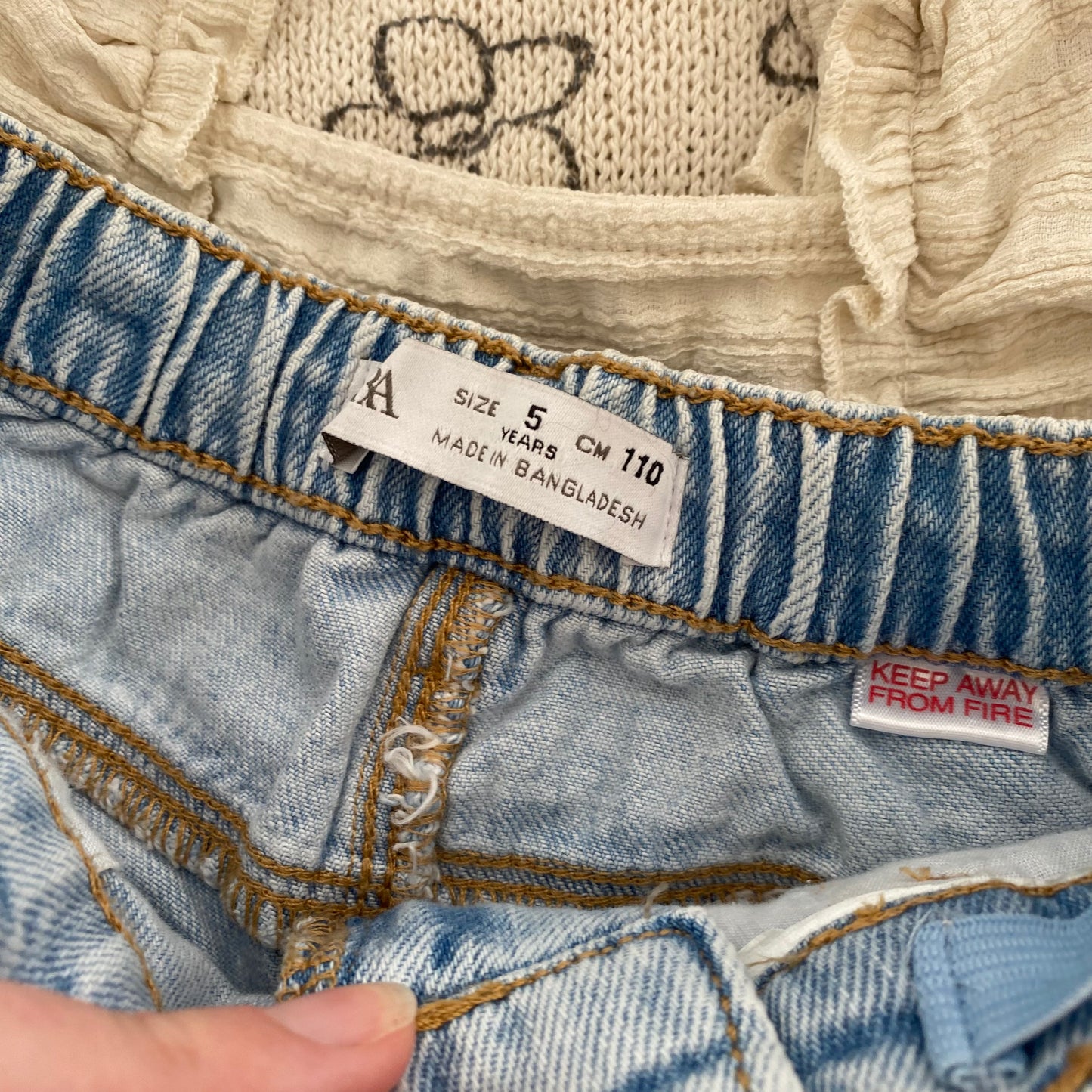 4-5Y Zara denim shorts set with crochet flowers