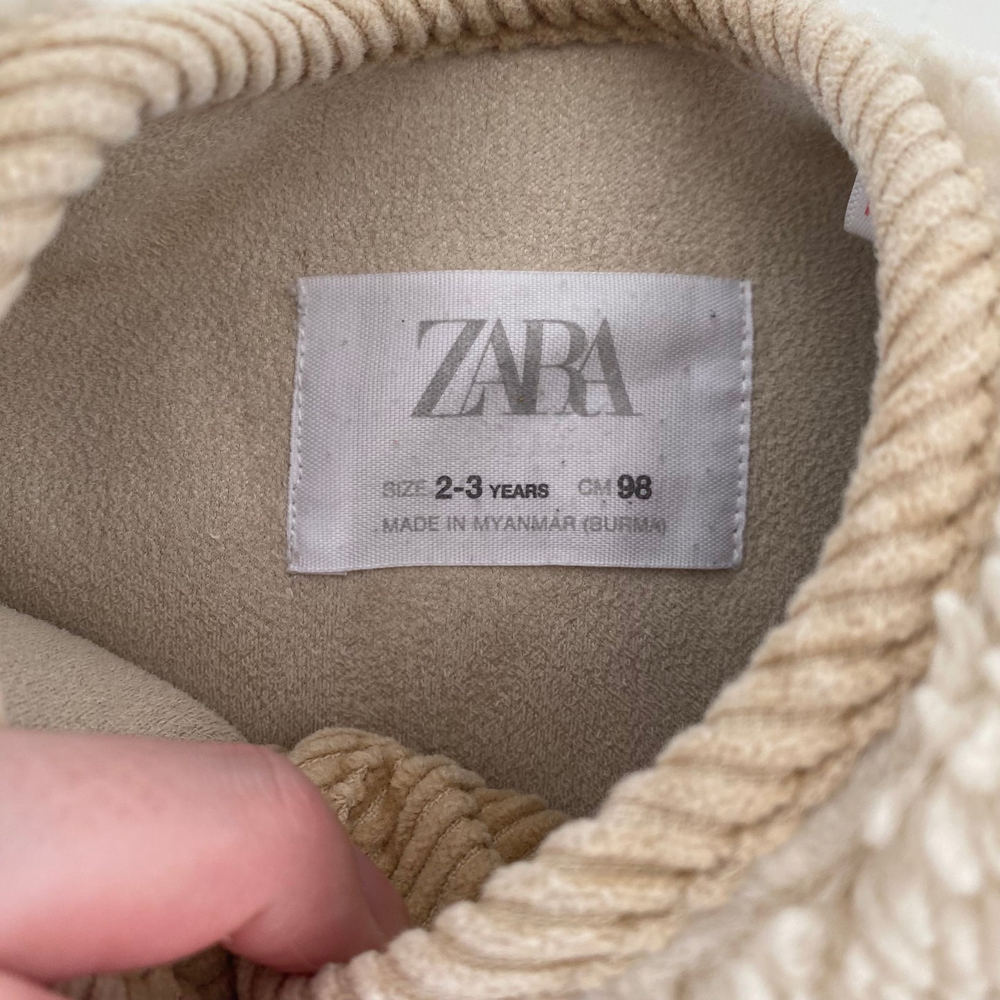 2-3Y Zara cream teddy borg fleece