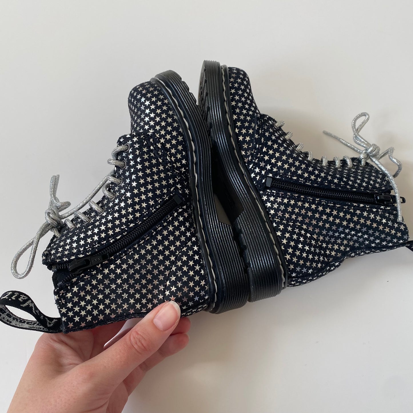 Dr Martens Pascal J silver star black silver boots UK size 7