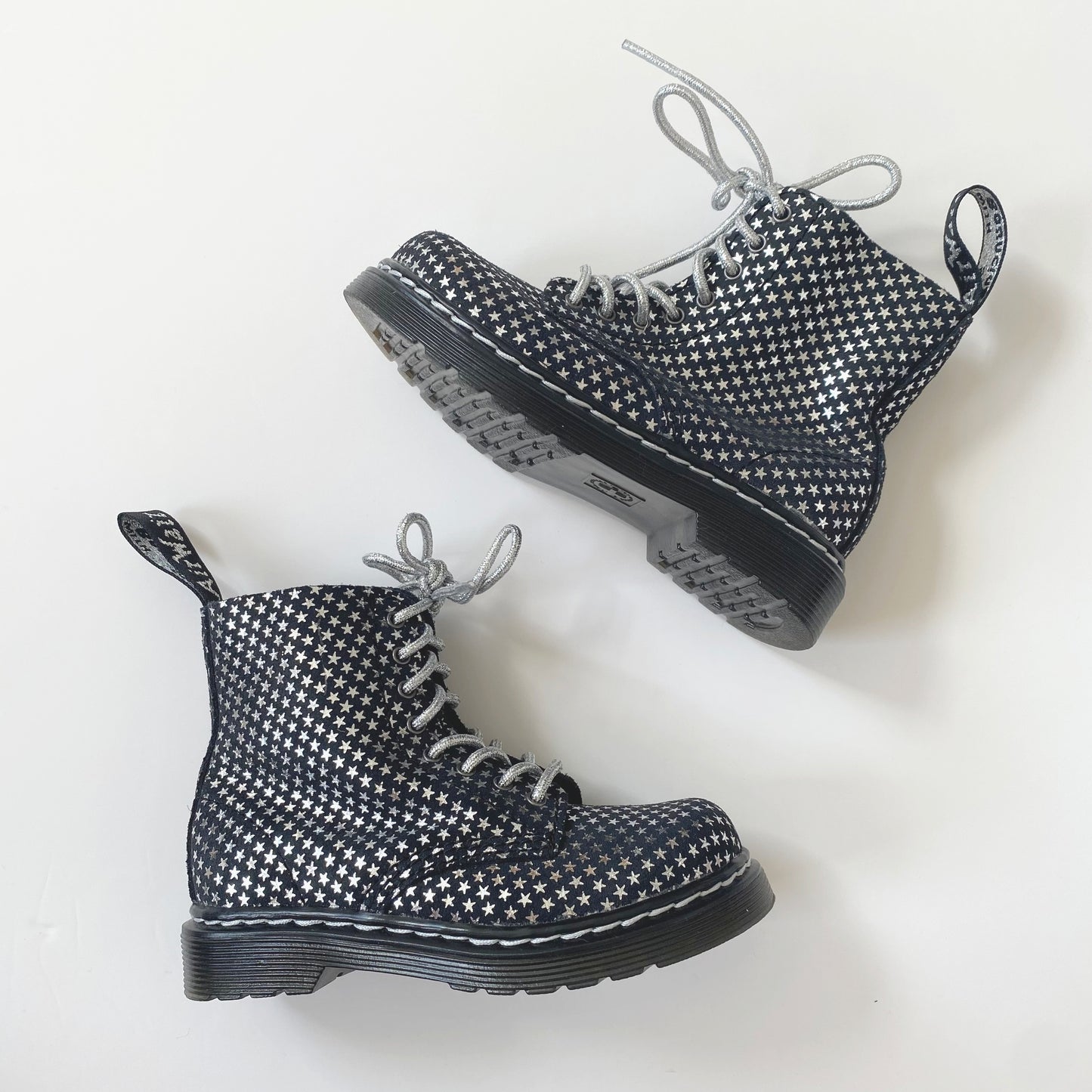 Dr Martens Pascal J silver star black silver boots UK size 7