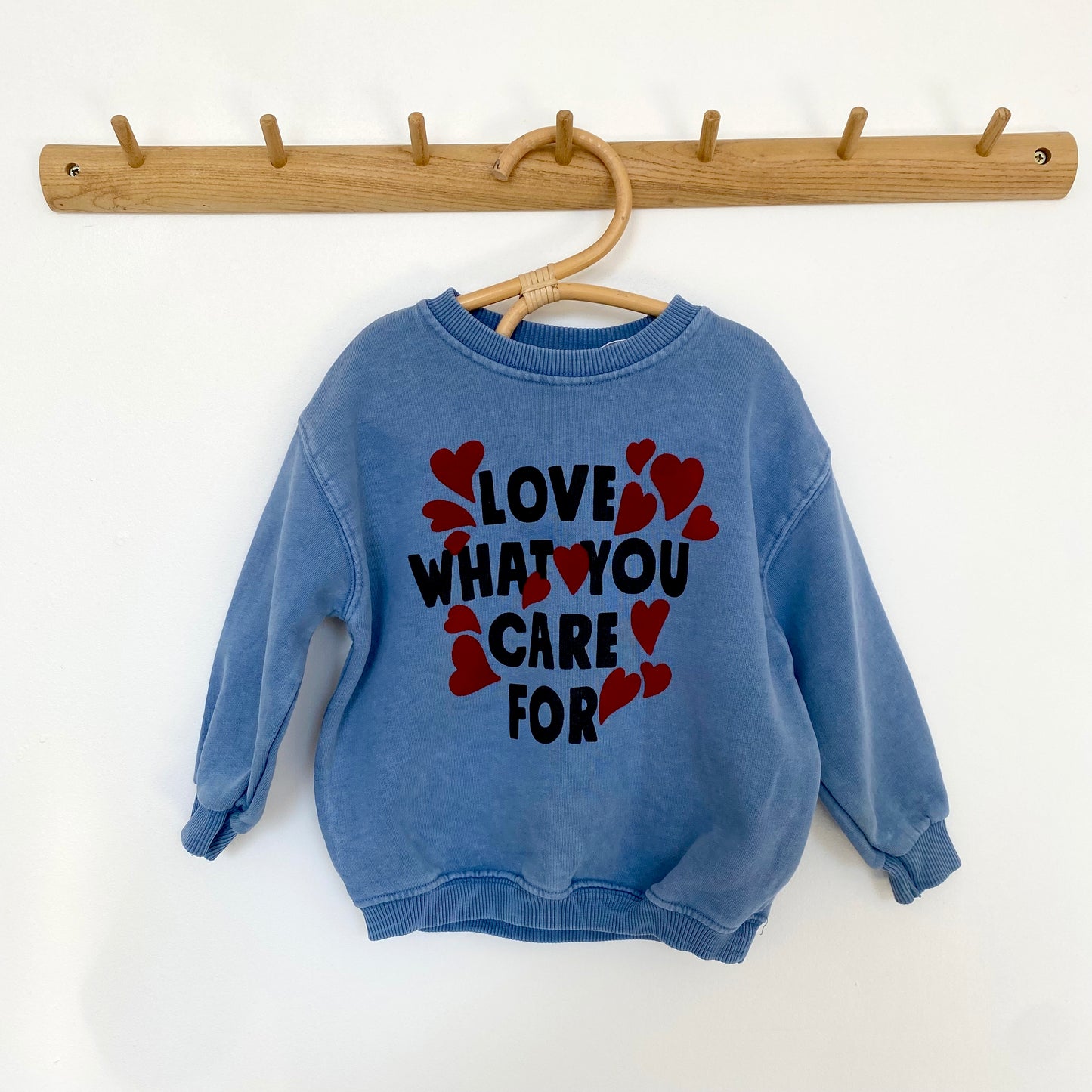 12-18M* Zara Love what you care for sweatshirt with flocked hearts