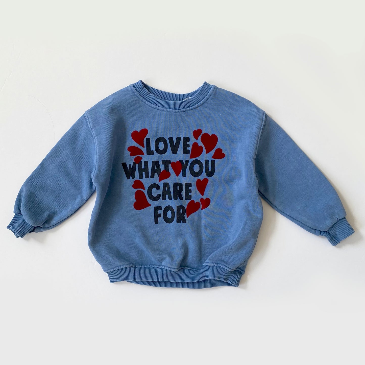 12-18M* Zara Love what you care for sweatshirt with flocked hearts