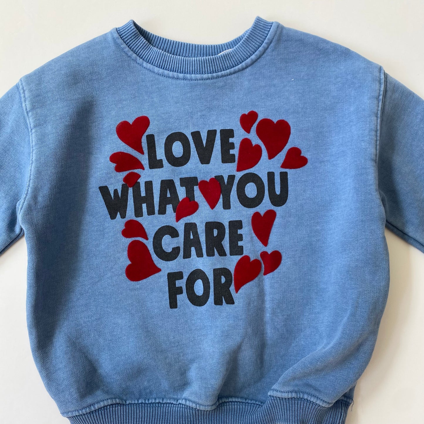12-18M* Zara Love what you care for sweatshirt with flocked hearts