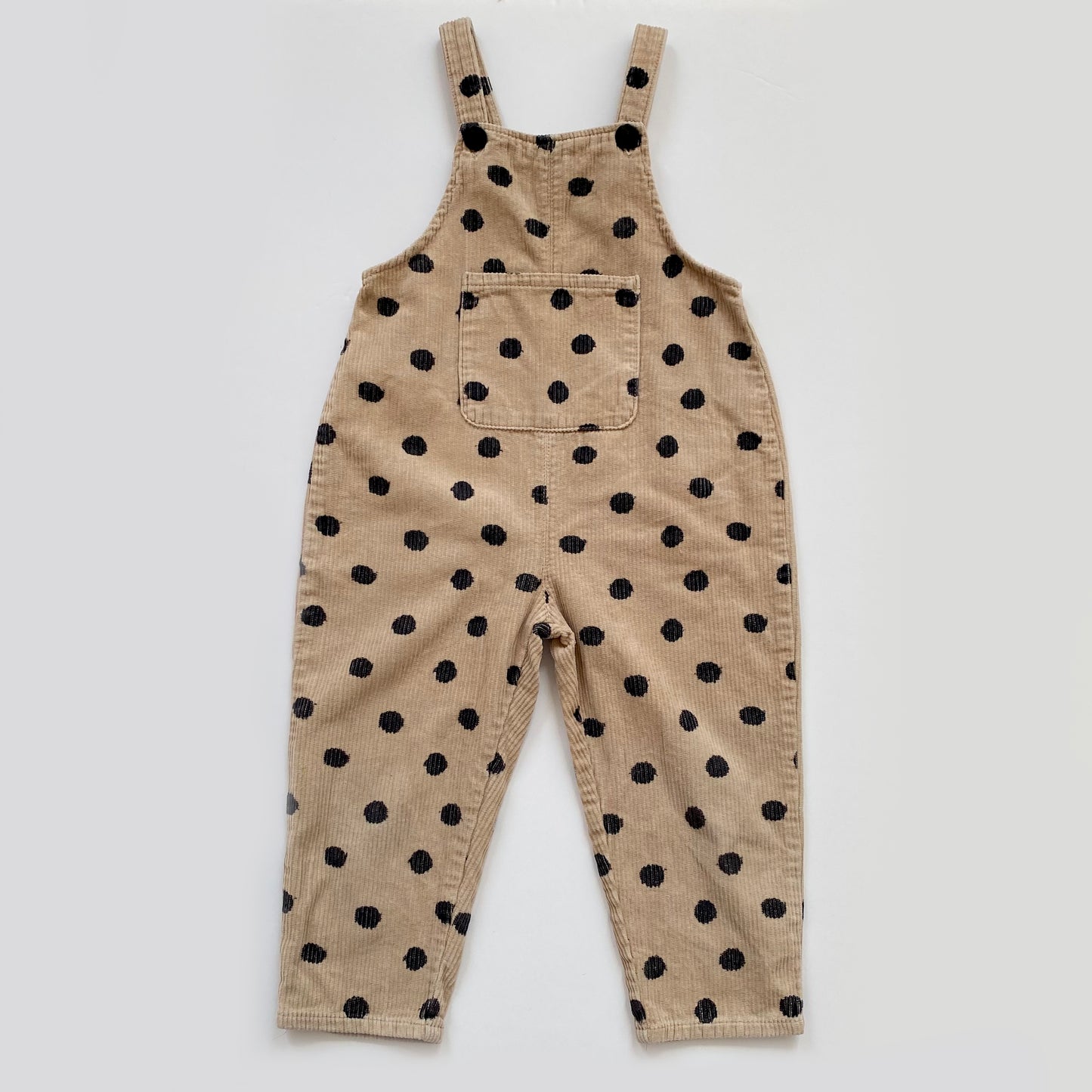 3-4Y Zara corduroy beige black polka dot dungarees