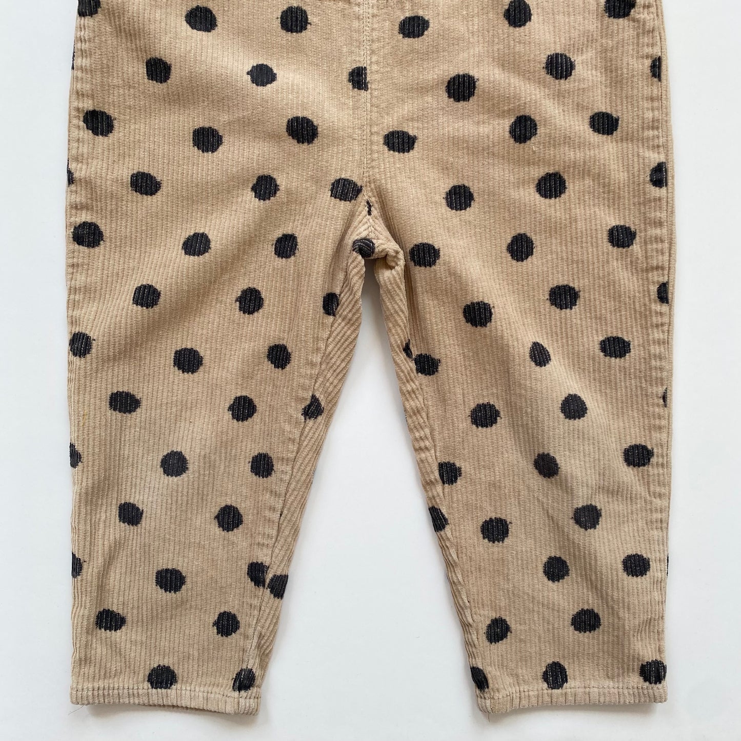 3-4Y Zara corduroy beige black polka dot dungarees