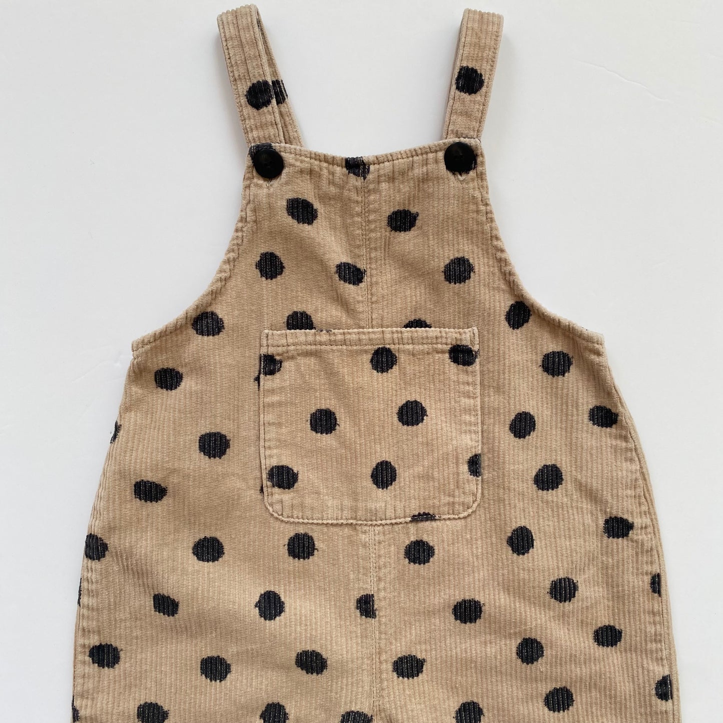 3-4Y Zara corduroy beige black polka dot dungarees