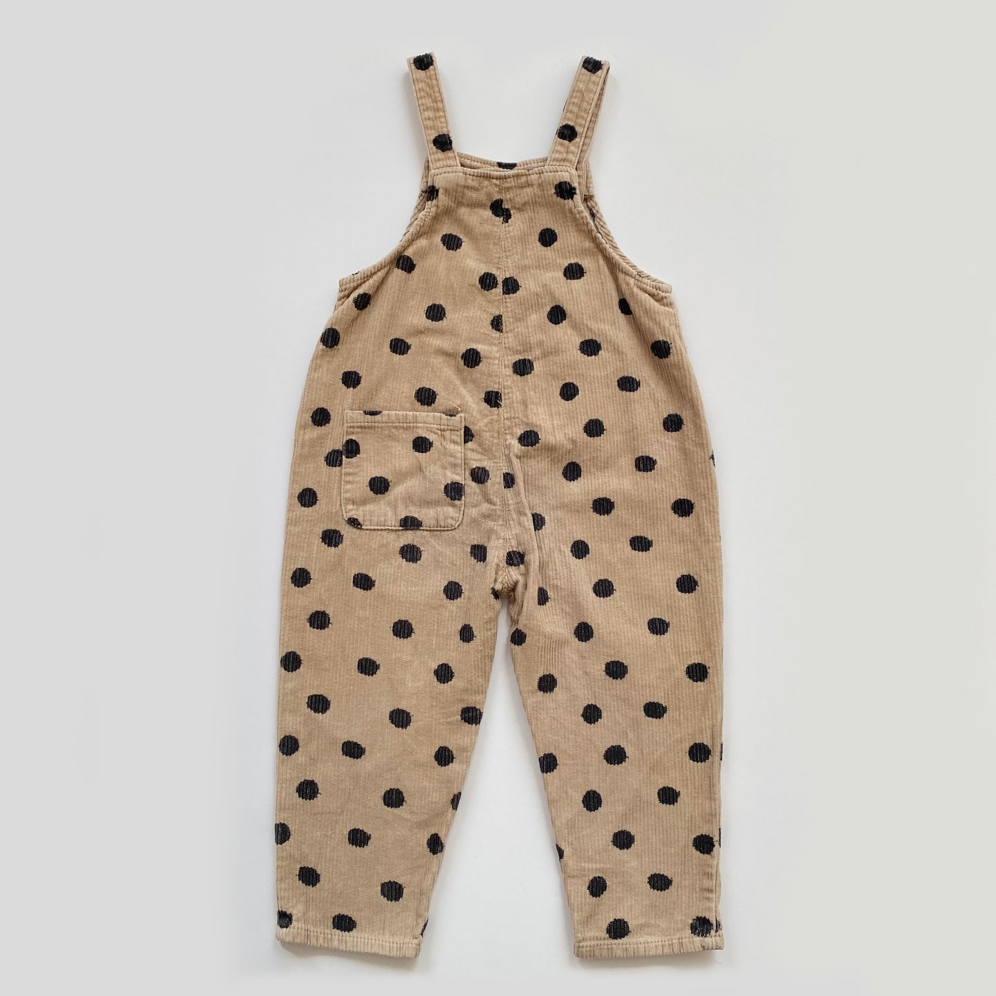 3-4Y Zara corduroy beige black polka dot dungarees