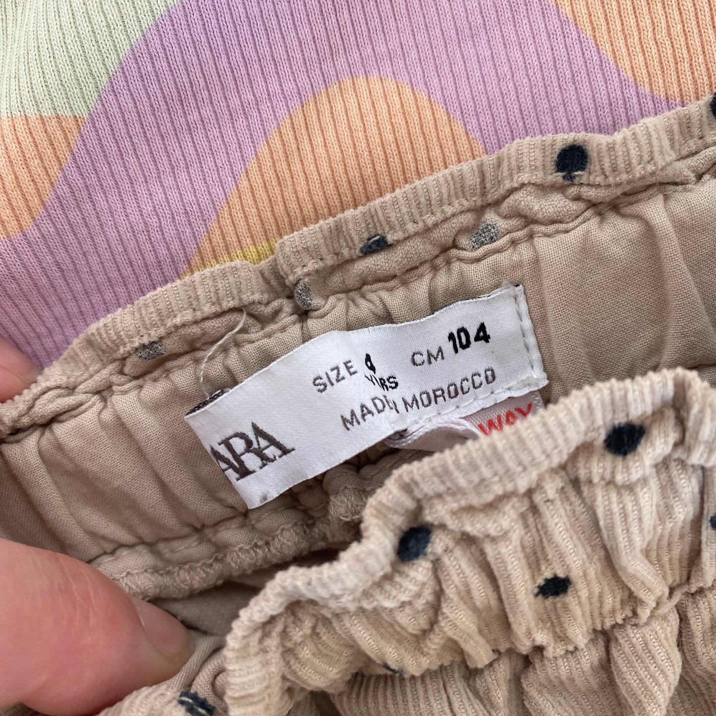 3-4Y Zara beige polka dot needlecord trousers