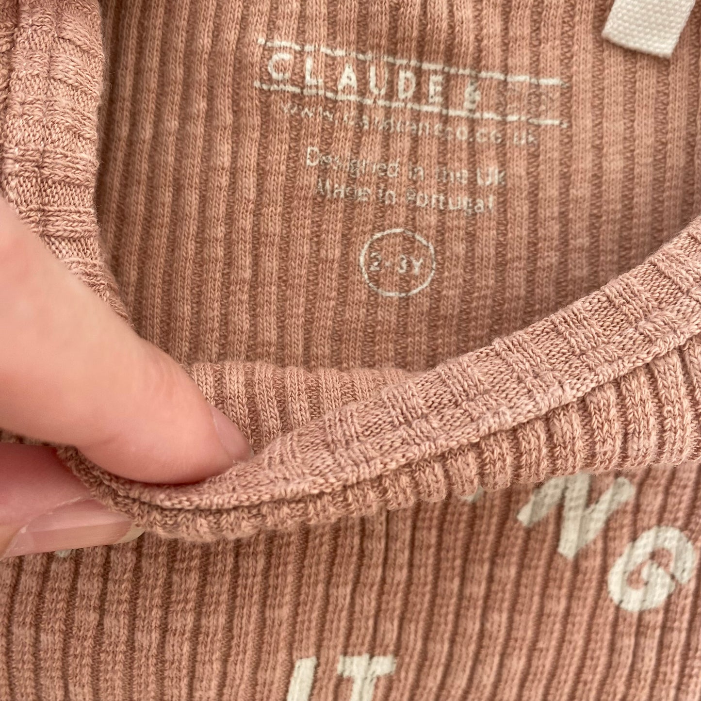 2-3 years Claude and Co Milking it ribbed dusky pink bodysuit