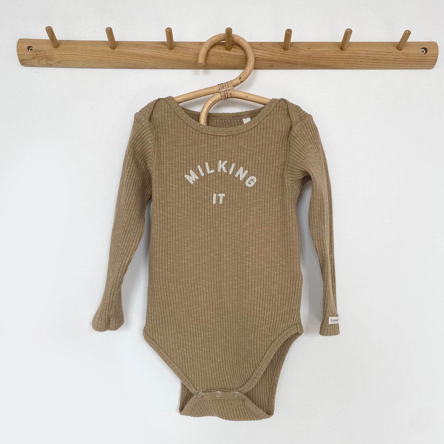2-3 years Claude and Co Milking it ribbed dusky chocolate bodysuit