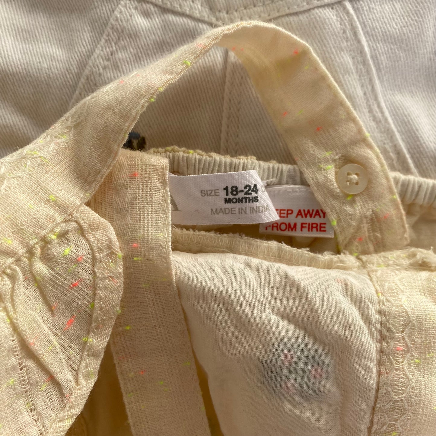 18-24M Zara cream embroidered floral frill cross back dress