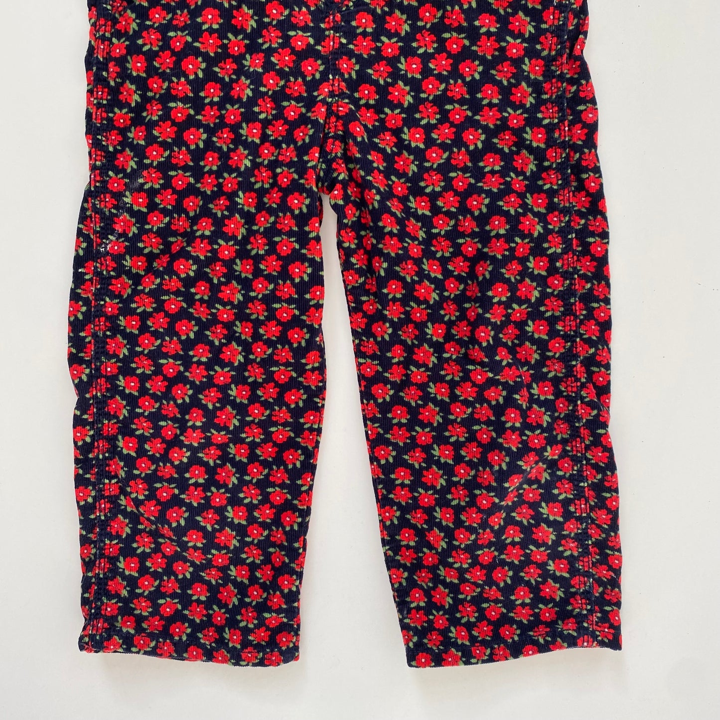 3Y Oshkosh B'Gosh red floral needlecord soft dungarees