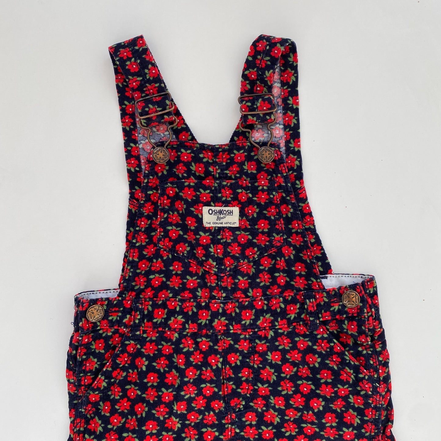 3Y Oshkosh B'Gosh red floral needlecord soft dungarees