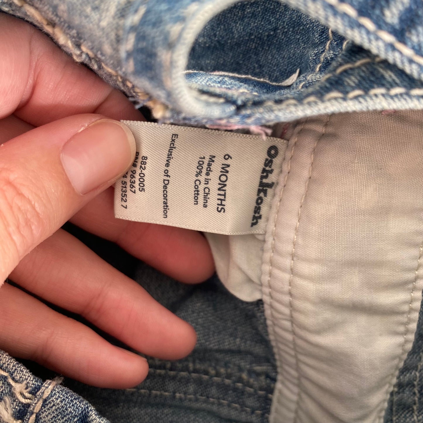 6M Oshkosh denim dungarees with pink detail - new with tags