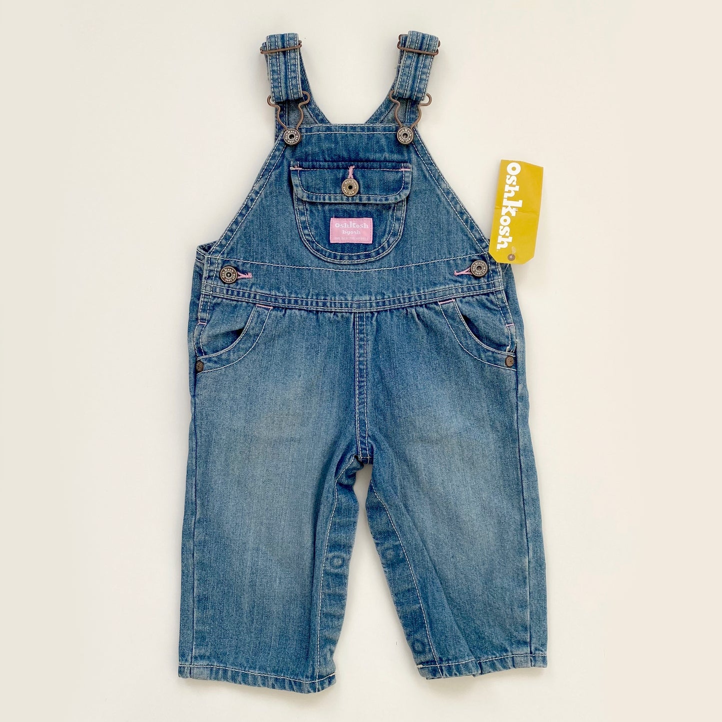 6M Oshkosh denim dungarees with pink detail - new with tags