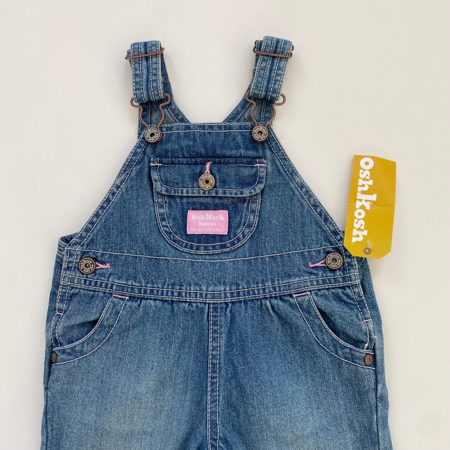 6M Oshkosh denim dungarees with pink detail - new with tags