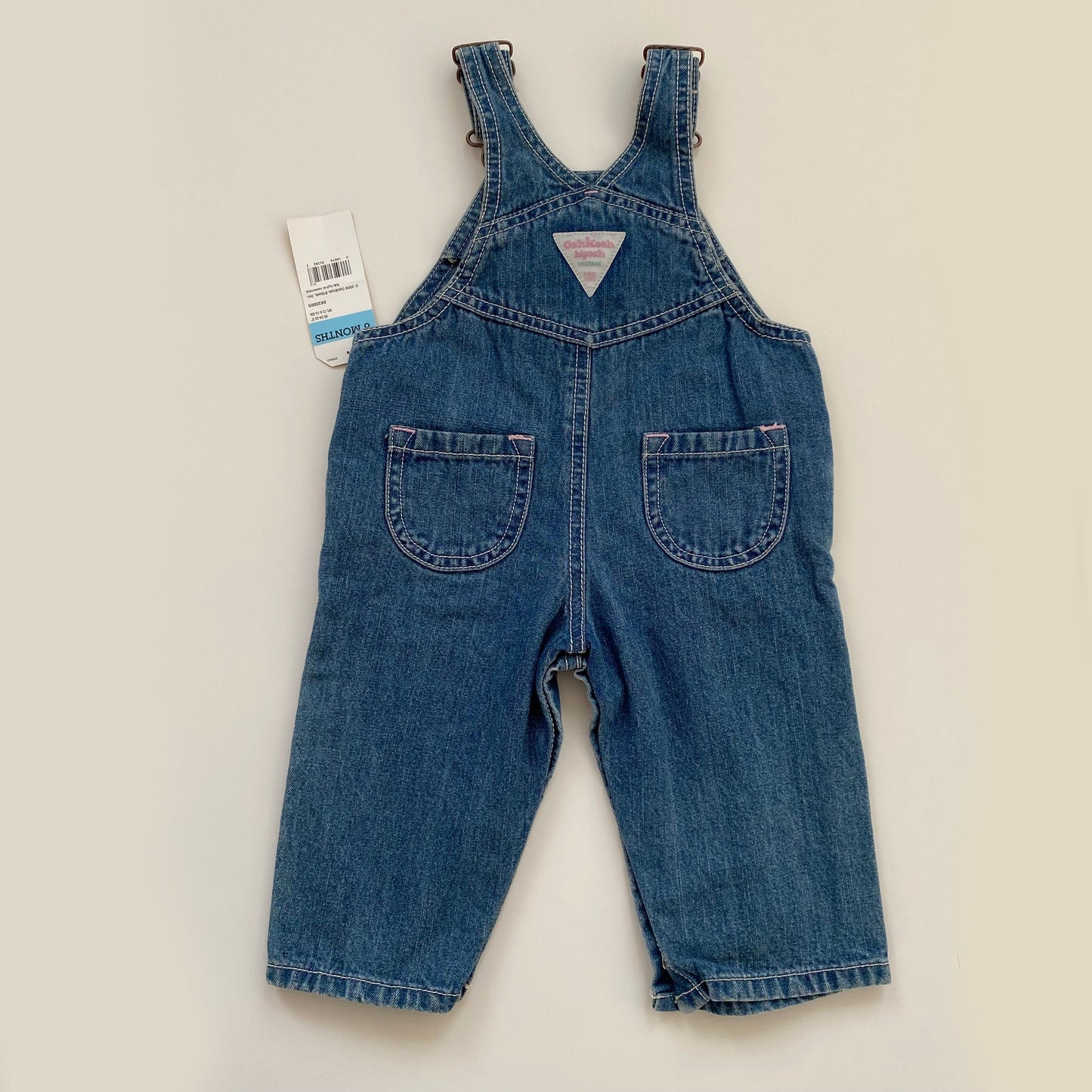 6M Oshkosh denim dungarees with pink detail - new with tags