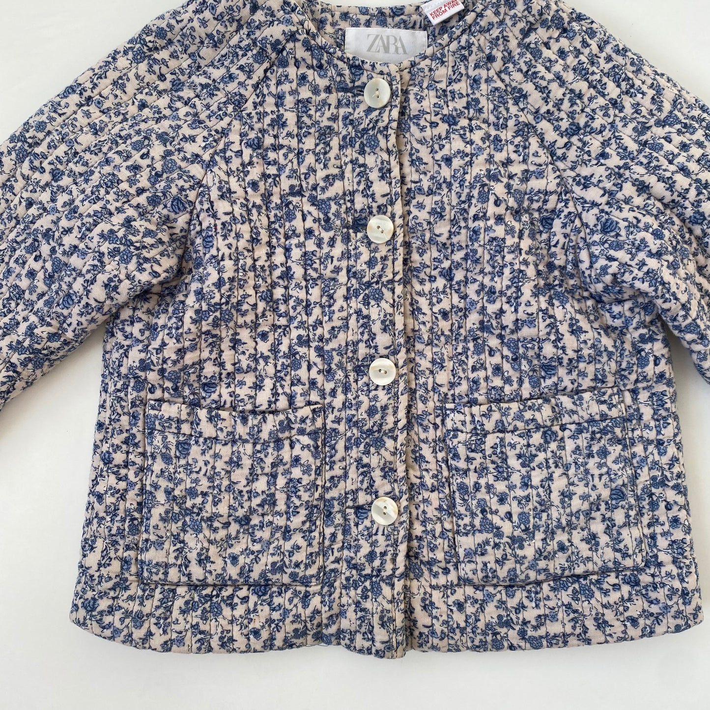 3-4Y Zara quilted jacket with blue flowers