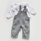 12-18M Next sage green daisy embroidered dungarees and white collared blouse set