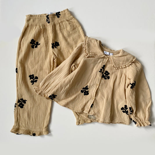 4-5Y Zara collared blouse and wide leg trousers co-ord