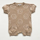 6-12M Hunter + Rose beige smiley face knitted romper