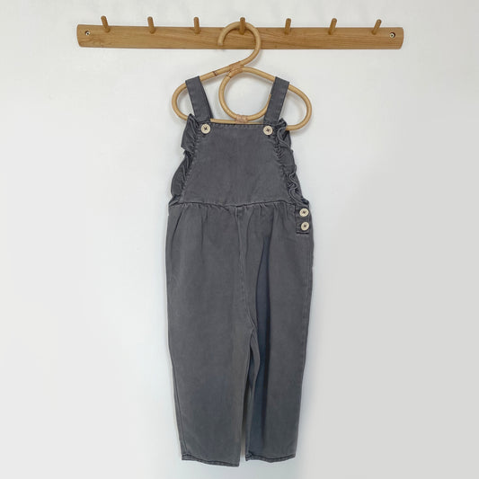 3-4Y Zara charcoal grey frill dungarees