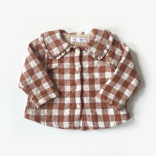 12-18M Zara rust check quilted shacket with collar
