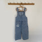 2-3Y Zara blue heart fray wide leg denim dungarees