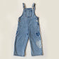 2-3Y Zara blue heart fray wide leg denim dungarees