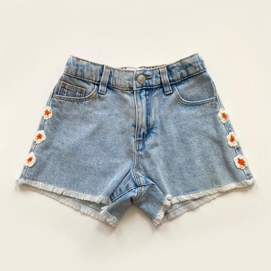 4-5Y Zara denim shorts set with crochet flowers