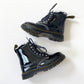Dr Martens 1460 junior faux fur lined black patent boots UK size 8