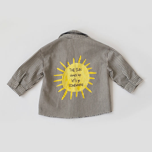 9-12M Zara smiley world stripe shirt