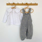 12-18M Next sage green daisy embroidered dungarees and white collared blouse set