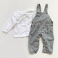 12-18M Next sage green daisy embroidered dungarees and white collared blouse set