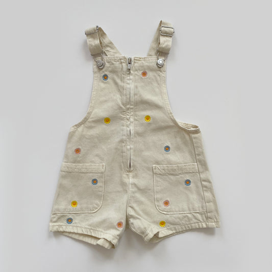 18-24M Zara embroidered floral short denim dungarees