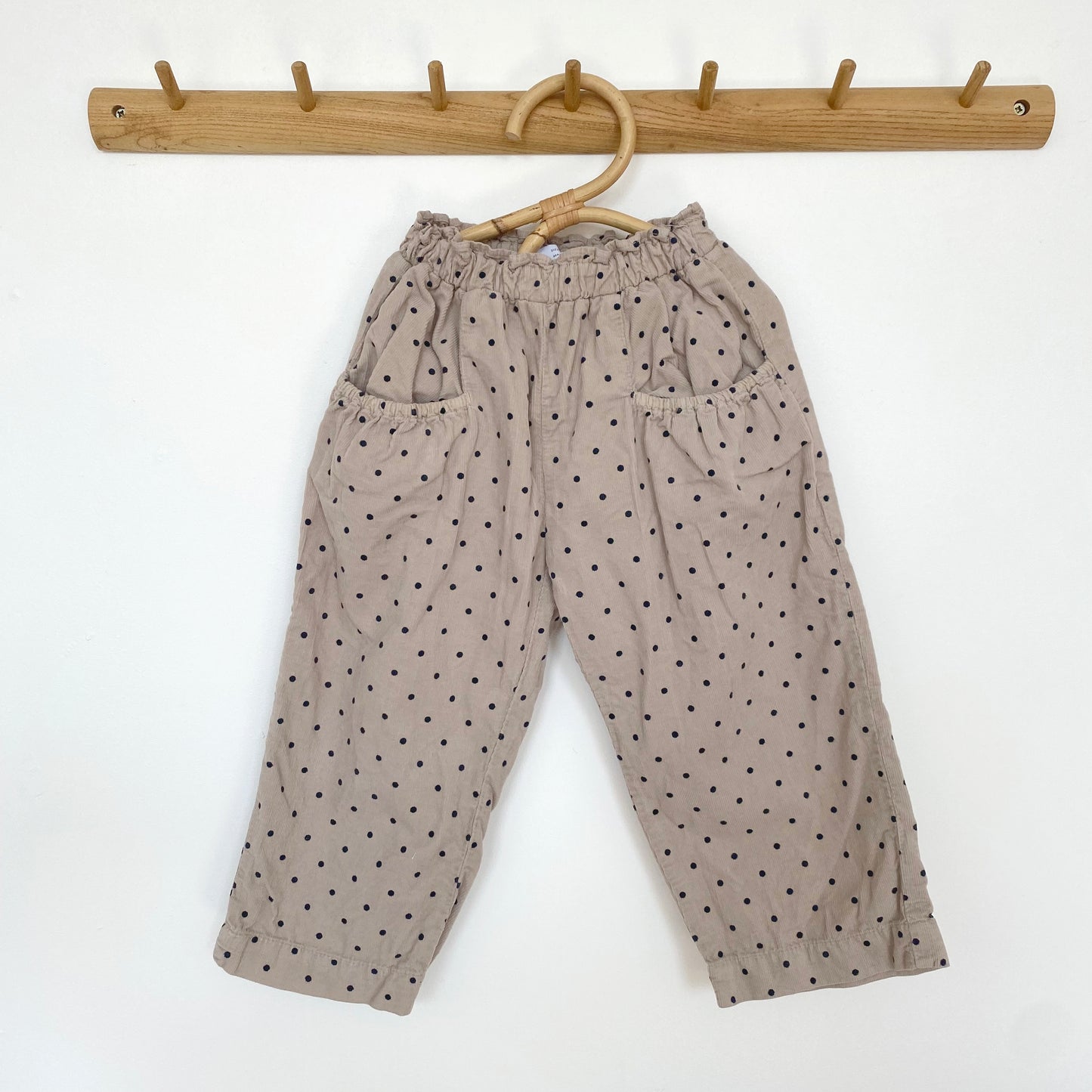 3-4Y Zara beige polka dot needlecord trousers