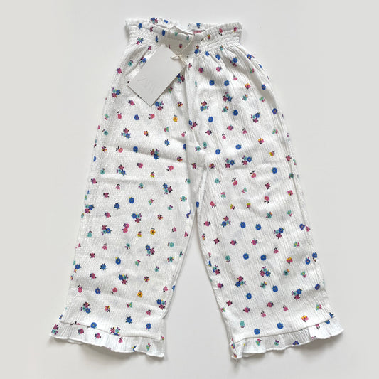 3-4Y Zara white floral wide leg trousers - new with tags