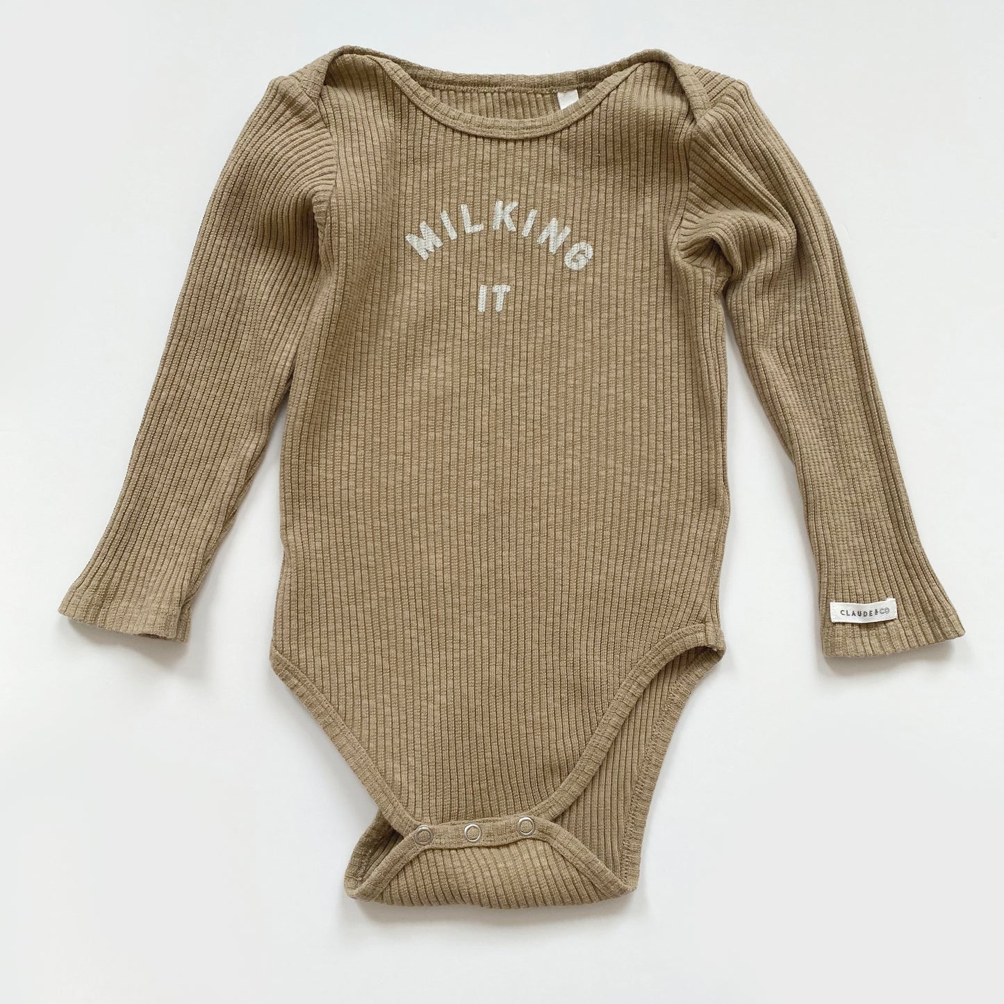 2-3 years Claude and Co Milking it ribbed dusky chocolate bodysuit
