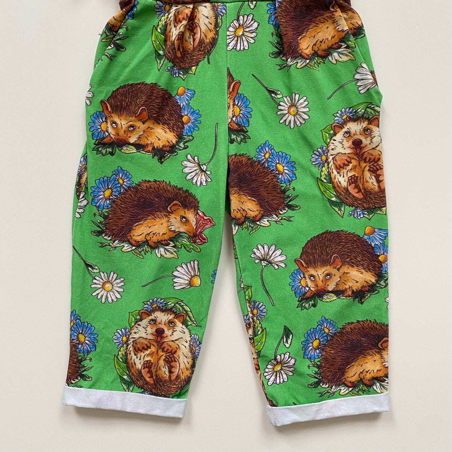 1-2Y Project Panda handmade green hedgehog frill romper