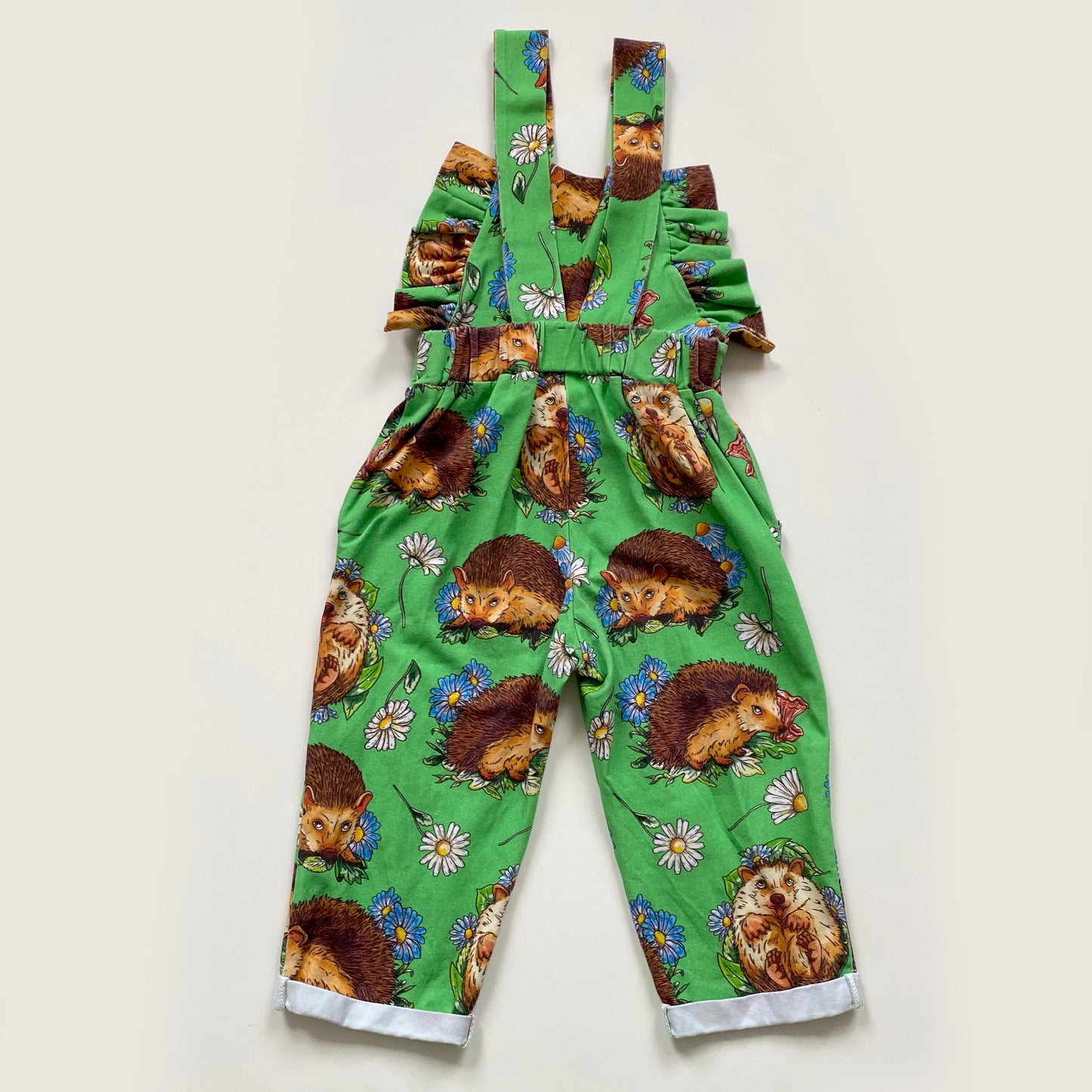 1-2Y Project Panda handmade green hedgehog frill romper