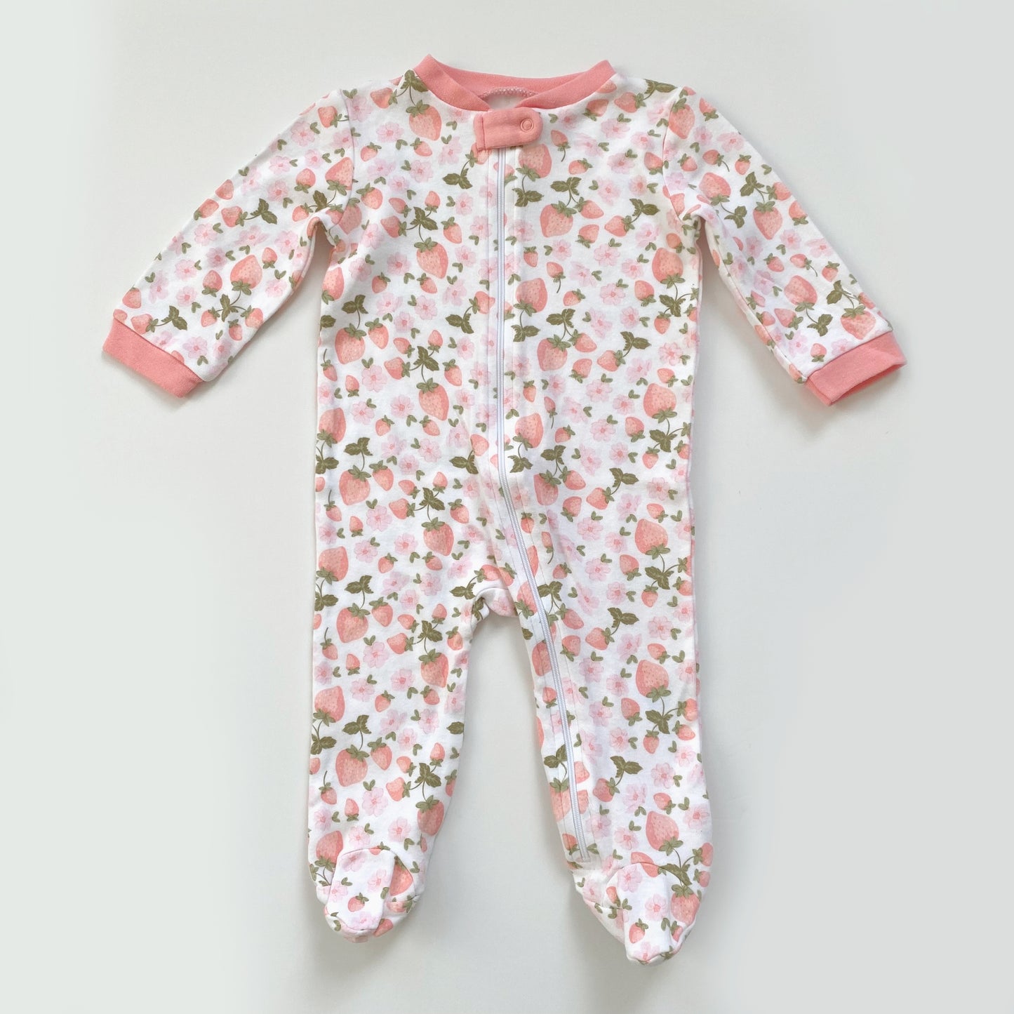 6-9M Kyle & Deena strawberry zip sleepsuit