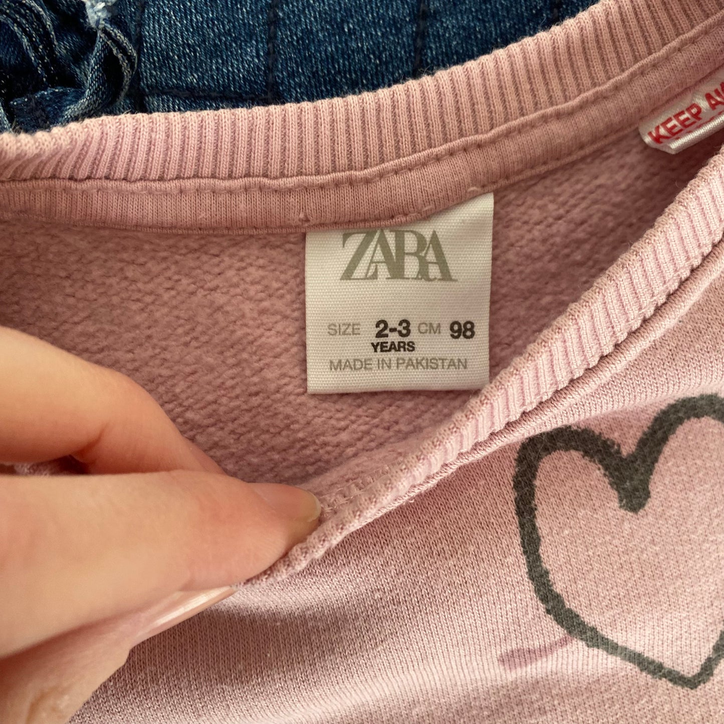 2-3Y Zara pink hearts sweatshirt