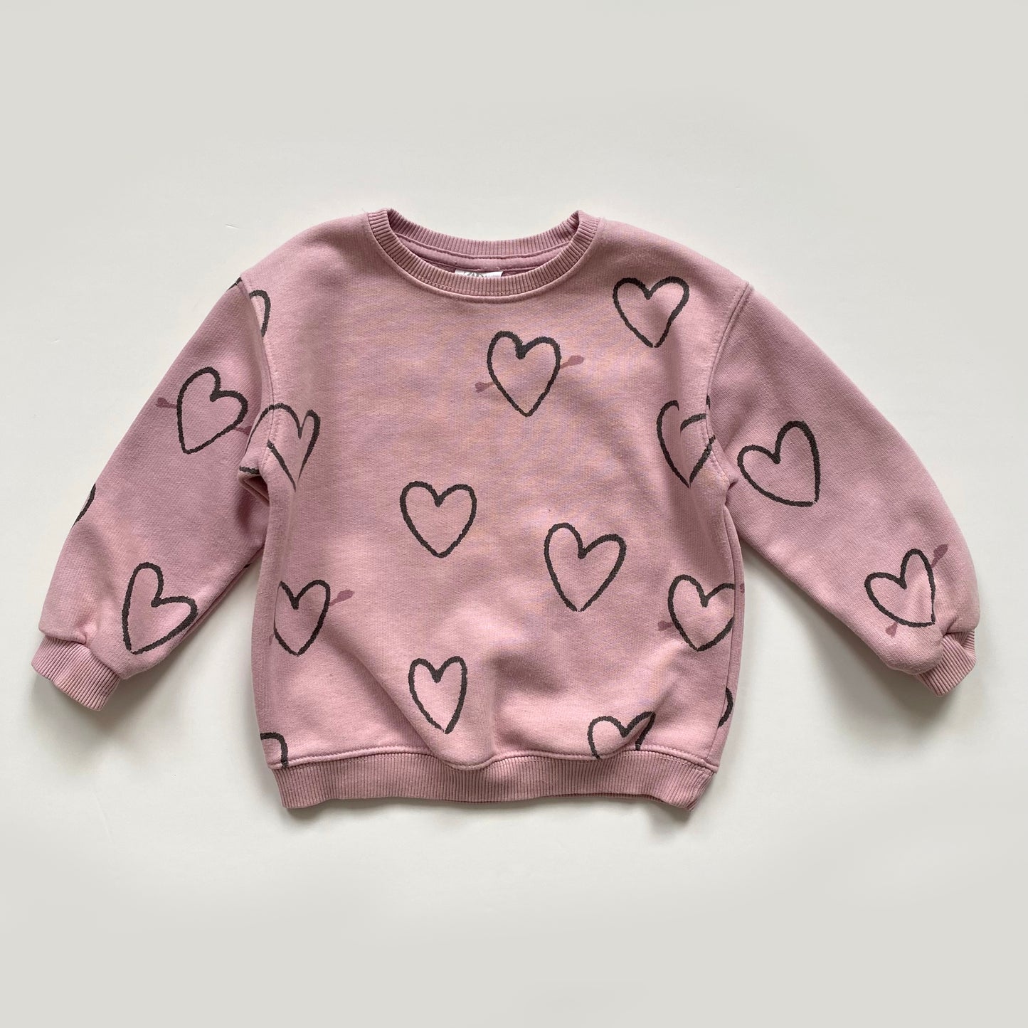 2-3Y Zara pink hearts sweatshirt