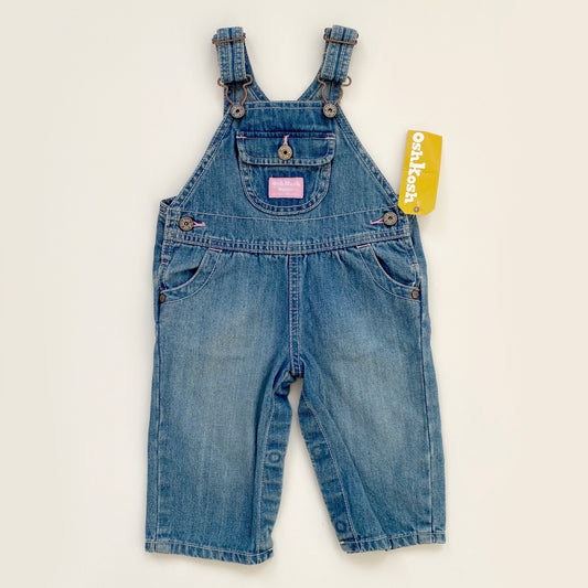 6M Oshkosh denim dungarees with pink detail - new with tags