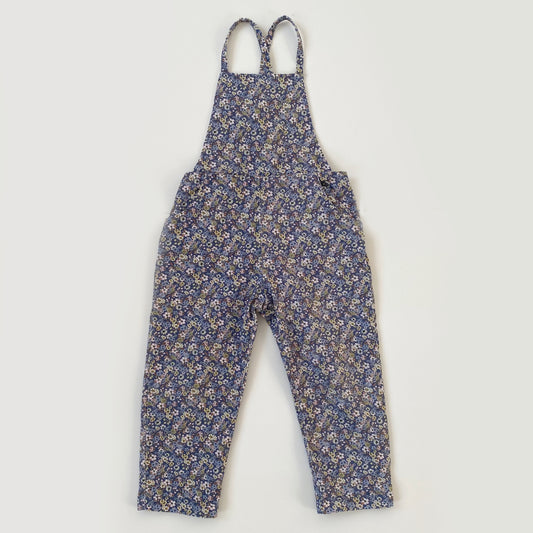 3-4Y Zara blue ditsy floral dungarees